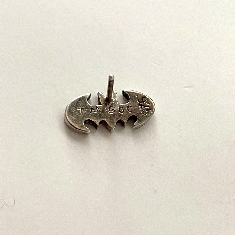 TM & DC Comics Batman Logo Earrings Cutout Sterling Silver Stud - Picture 9 of 13